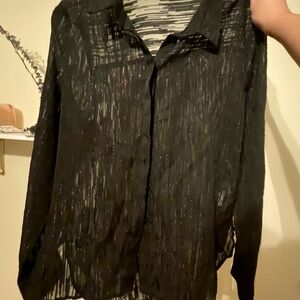 Elegant Black Sheer Women's Top